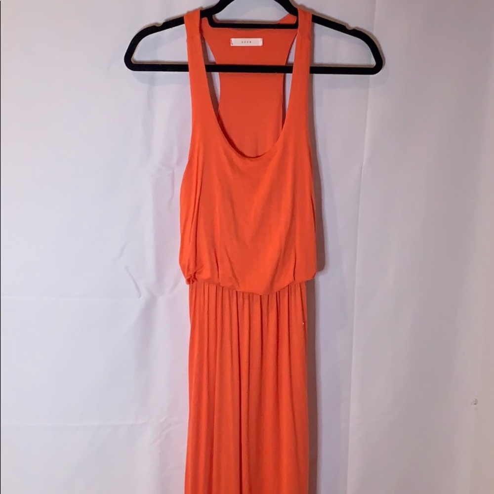 Vibrant Peach Cotton Maxi Dress
